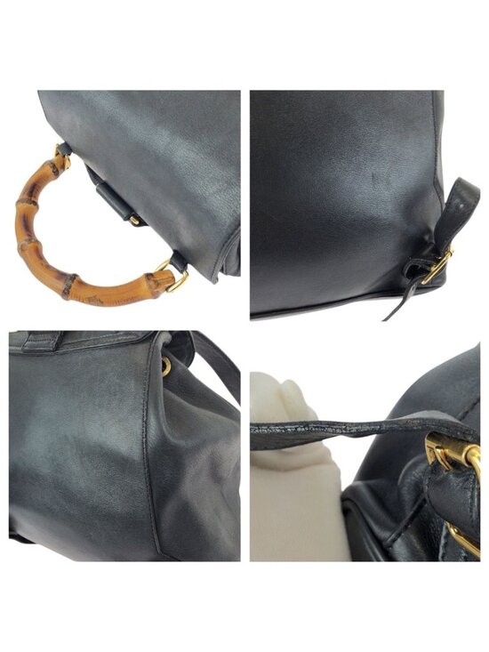 Gucci Bamboo Black Gold Leather 003 Backpack main image 4
